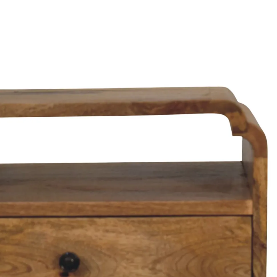Artisan Furniture Bois massif Newton effet chêne table de chevet, 1 tiroir, 1 étagère, beige