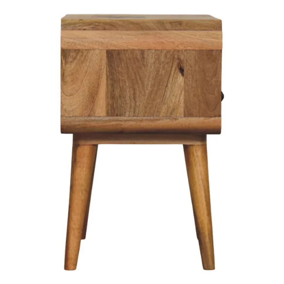 Artisan Furniture Bois massif Newton effet chêne table de chevet, 1 tiroir, 1 étagère, beige