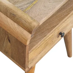 Artisan Furniture Bois massif Newton effet chêne table de chevet, 1 tiroir, 1 étagère, beige