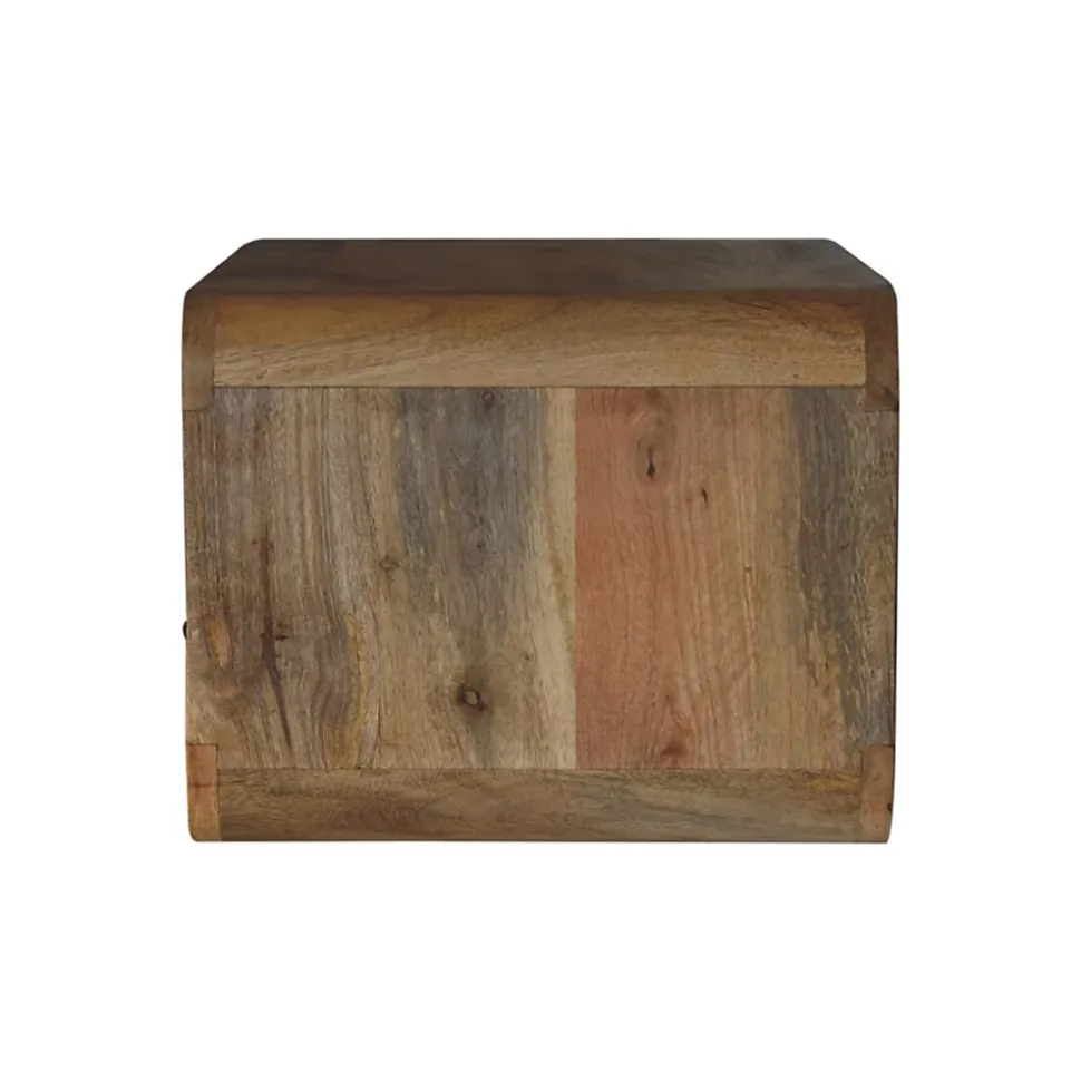 Artisan Furniture Bois massif Large effet chêne Curve table de chevet suspendue, 1 tiroir et niche ouverte, beige