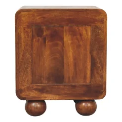 Artisan Furniture Bois massif châtaignier ouvert tressé table de chevet, 1 tiroir, marron foncé