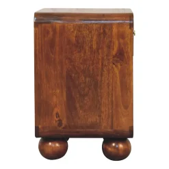 Artisan Furniture Bois massif châtaignier ouvert tressé table de chevet, 1 tiroir, marron foncé
