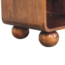 Artisan Furniture Bois massif châtaignier ouvert tressé table de chevet, 1 tiroir, marron foncé