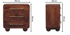 Artisan Furniture Bois massif 3 tiroir arrondi commode, marron