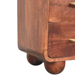 Artisan Furniture Bois massif 3 tiroir arrondi commode, marron