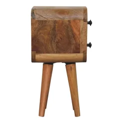 Artisan Furniture Bois massif Extra Mini courbé effet chêne table de chevet, 2 tiroirs, beige