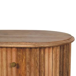 Artisan Furniture Bois massif Soba Nordic table de chevet, 2 tiroirs, beige