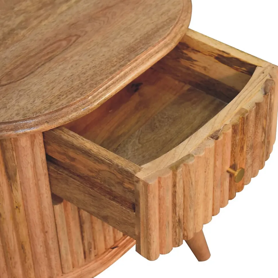 Artisan Furniture Bois massif Soba Nordic table de chevet, 2 tiroirs, beige