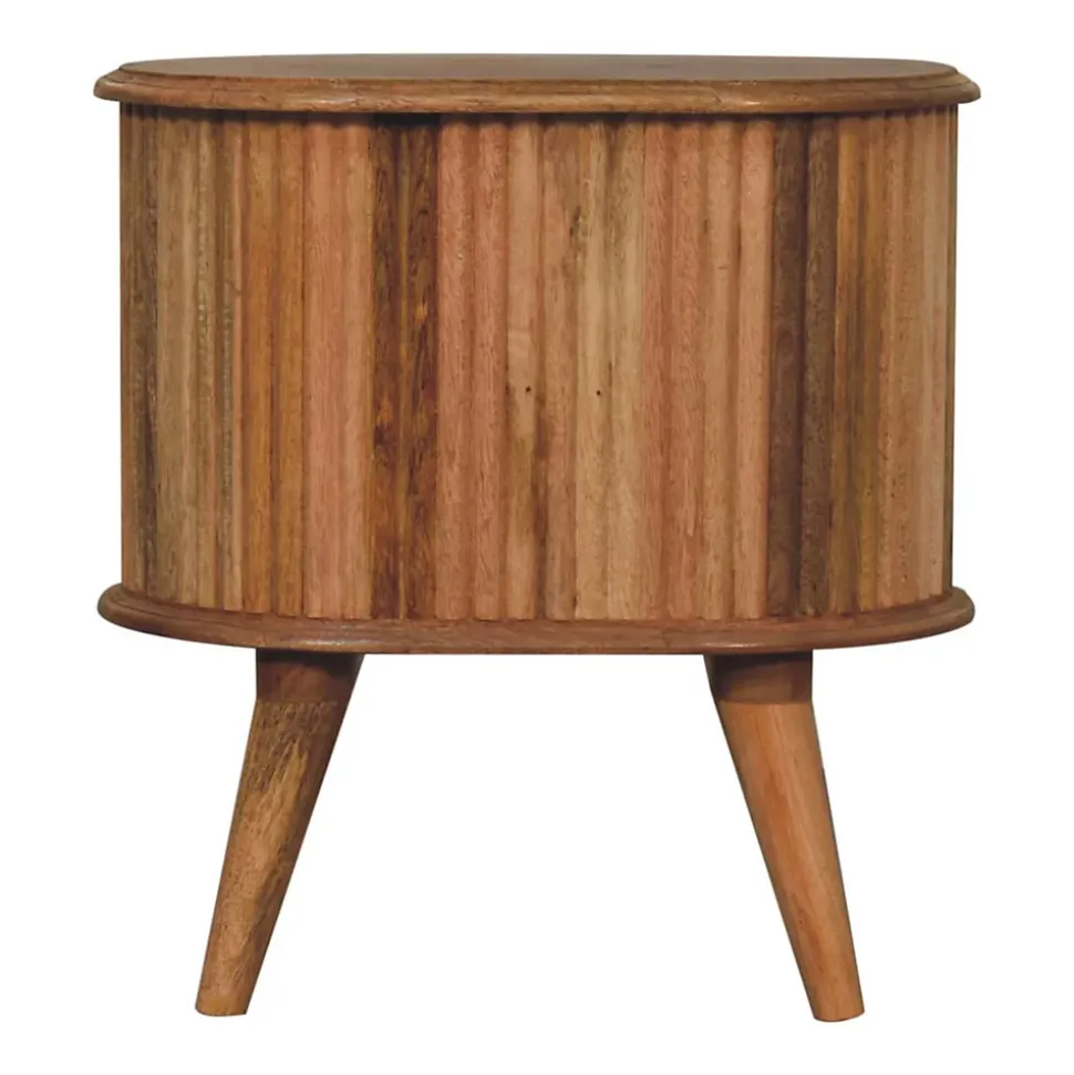 Artisan Furniture Bois massif Soba Nordic table de chevet, 2 tiroirs, beige