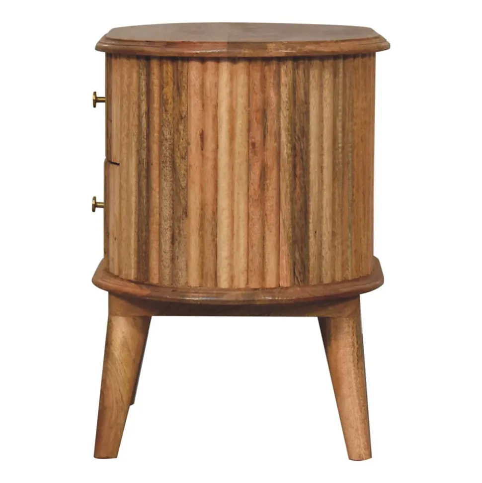 Artisan Furniture Bois massif Soba Nordic table de chevet, 2 tiroirs, beige