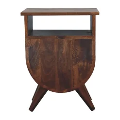 Artisan Furniture Bois massif Split châtaignier table de chevet, 2 tiroirs, 1 étagère, marron foncé
