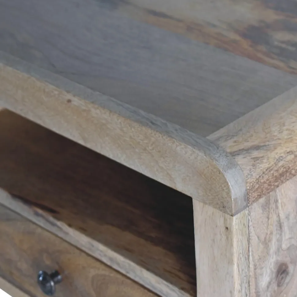Artisan Furniture Bois massif massif table de chevet suspendue, 1 tiroir avec 1 ouvert-étagère, effet chêne, marron