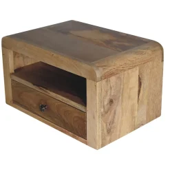 Artisan Furniture Bois massif massif table de chevet suspendue, 1 tiroir avec 1 ouvert-étagère, effet chêne, marron