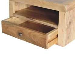Artisan Furniture Bois massif massif table de chevet suspendue, 1 tiroir avec 1 ouvert-étagère, effet chêne, marron