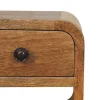 Artisan Furniture Bois massif Extra Mini effet chêne Curve Lower table de chevet, 1 tiroir et niche ouverte, marron