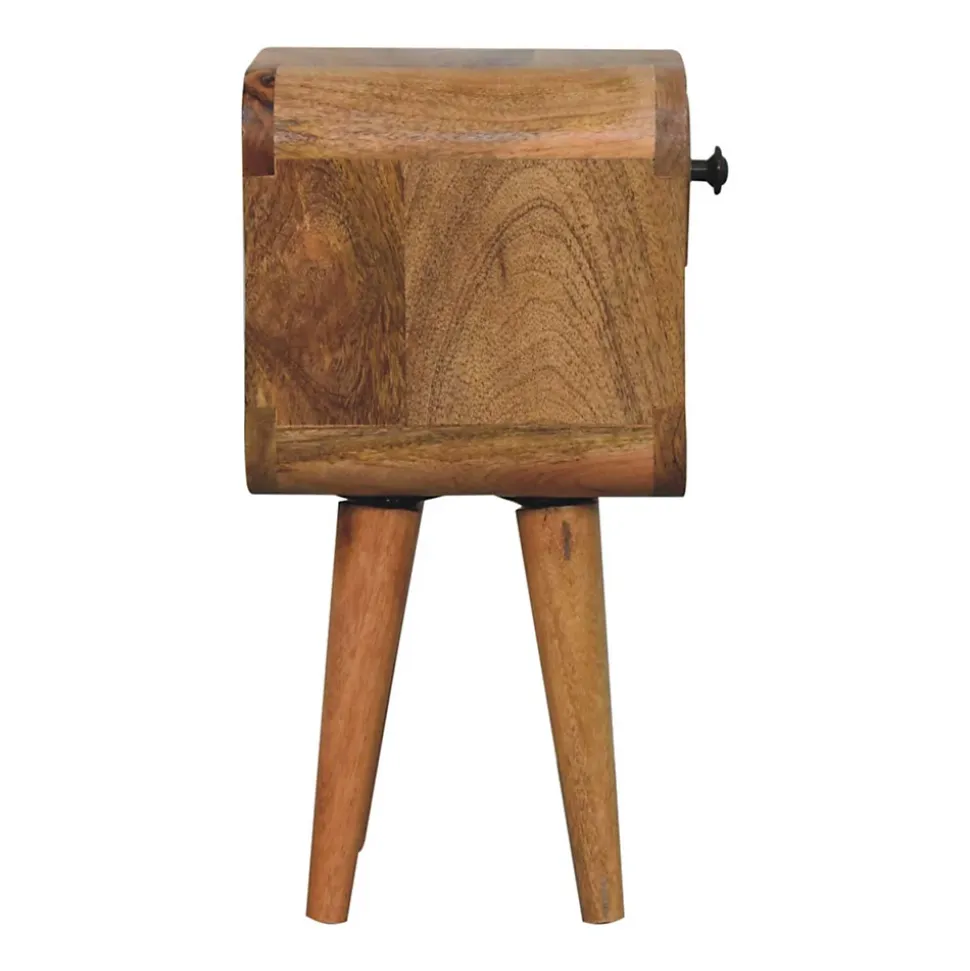 Artisan Furniture Bois massif Extra Mini effet chêne Curve Lower table de chevet, 1 tiroir et niche ouverte, marron