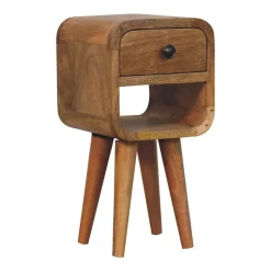 Artisan Furniture Bois massif Extra Mini effet chêne Curve Lower table de chevet, 1 tiroir et niche ouverte, marron