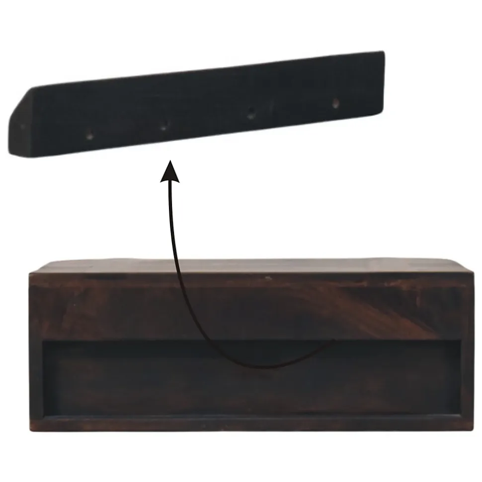 Artisan Furniture Bois massif rotin Curve à fixation murale Drawer, marron foncé