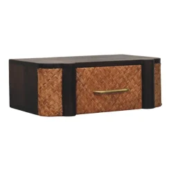 Artisan Furniture Bois massif rotin Curve à fixation murale Drawer, marron foncé