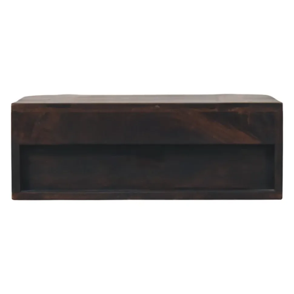 Artisan Furniture Bois massif rotin Curve à fixation murale Drawer, marron foncé