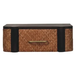 Artisan Furniture Bois massif rotin Curve à fixation murale Drawer, marron foncé