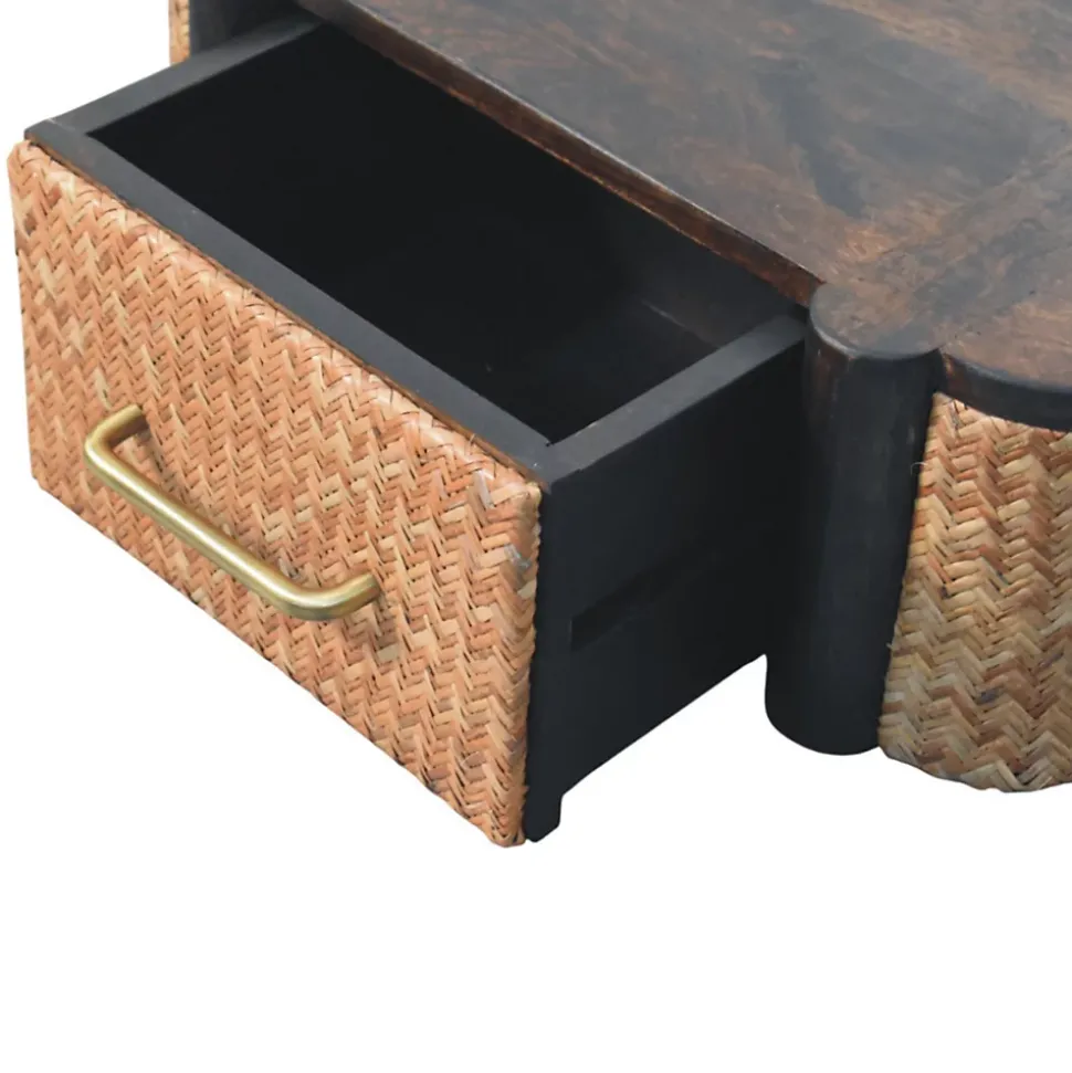 Artisan Furniture Bois massif rotin Curve à fixation murale Drawer, marron foncé