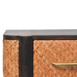 Artisan Furniture Bois massif rotin Curve à fixation murale Drawer, marron foncé