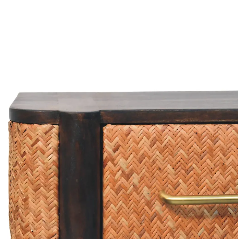 Artisan Furniture Bois massif rotin Curve à fixation murale Drawer, marron foncé