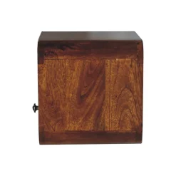 Artisan Furniture Bois massif Extra Mini courbé châtaignier table de chevet à fixation murale, 1 tiroir et niche ouverte