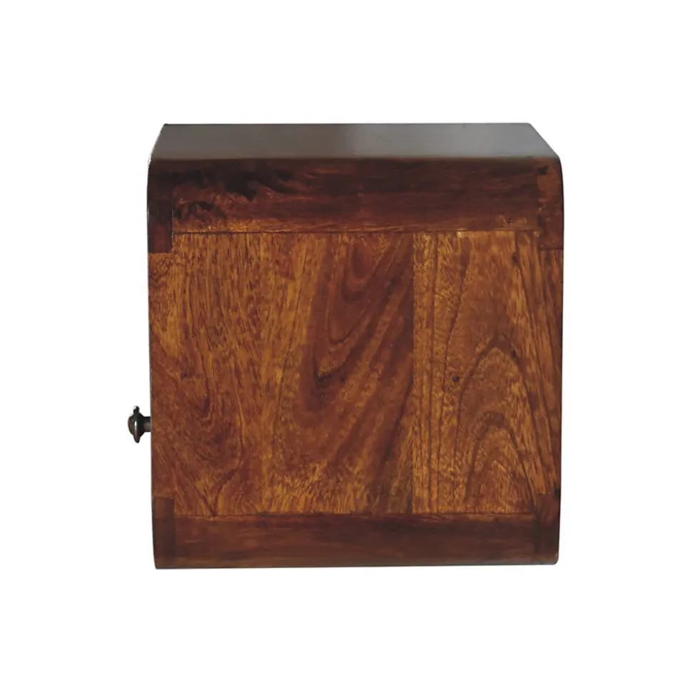 Artisan Furniture Bois massif Extra Mini courbé châtaignier table de chevet à fixation murale, 1 tiroir et niche ouverte