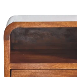 Artisan Furniture Bois massif Extra Mini courbé châtaignier table de chevet à fixation murale, 1 tiroir et niche ouverte