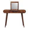Artisan Furniture Bois massif châtaignier Mirror coiffeuse, 3 tiroirs, marron foncé