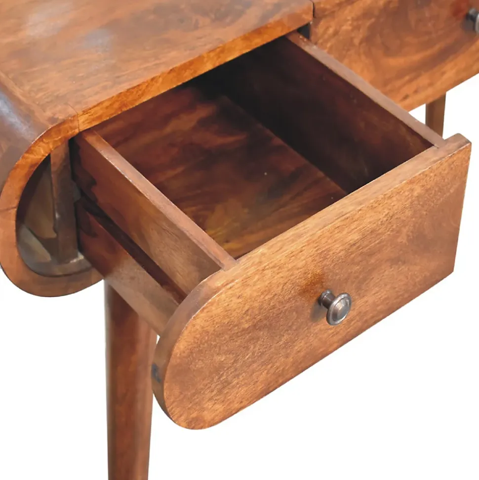 Artisan Furniture Bois massif châtaignier Mirror coiffeuse, 3 tiroirs, marron foncé