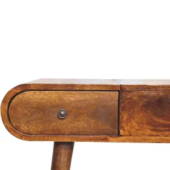 Artisan Furniture Bois massif châtaignier Mirror coiffeuse, 3 tiroirs, marron foncé