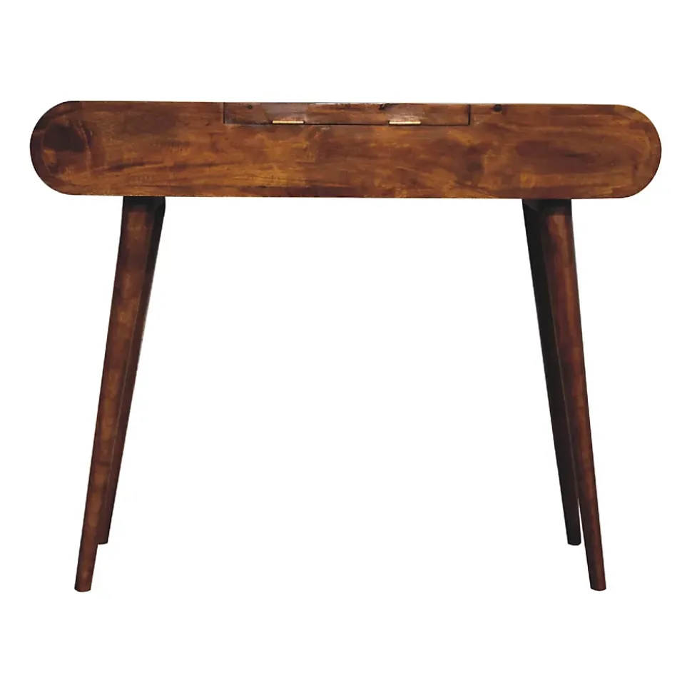 Artisan Furniture Bois massif châtaignier Mirror coiffeuse, 3 tiroirs, marron foncé