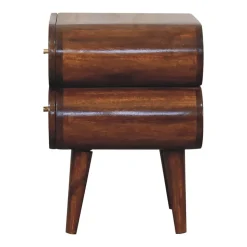 Artisan Furniture Bois massif Bubble châtaignier table de chevet, 2 tiroirs, marron foncé