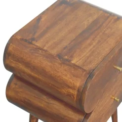 Artisan Furniture Bois massif Bubble châtaignier table de chevet, 2 tiroirs, marron foncé