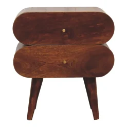 Artisan Furniture Bois massif Bubble châtaignier table de chevet, 2 tiroirs, marron foncé