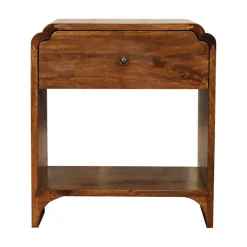 Artisan Furniture Bois massif Newton table de chevet, 1 tiroir et ouvert étagère, marron foncé