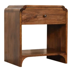 Artisan Furniture Bois massif Newton table de chevet, 1 tiroir et ouvert étagère, marron foncé