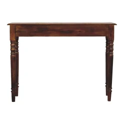 Artisan Furniture Bois massif pieds tournés 3 tiroir châtaignier Console, 3 tiroirs, marron foncé