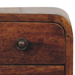 Artisan Furniture Bois massif Extra Mini courbé châtaignier table de chevet, 2 tiroirs, marron