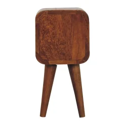 Artisan Furniture Bois massif Extra Mini courbé châtaignier table de chevet, 2 tiroirs, marron