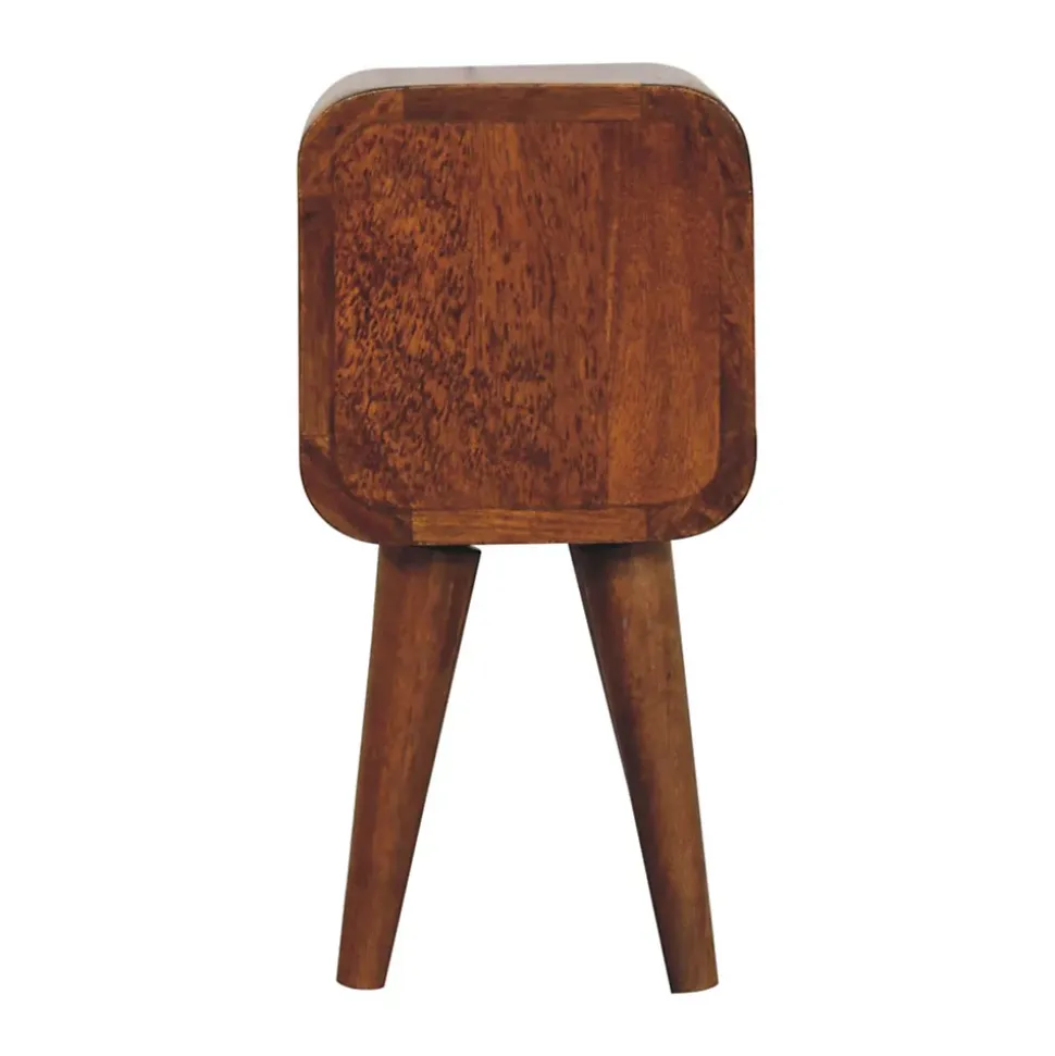 Artisan Furniture Bois massif Extra Mini courbé châtaignier table de chevet, 2 tiroirs, marron