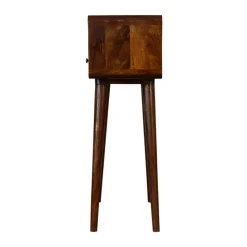 Artisan Furniture Bois massif Mini châtaignier console, 2 tiroirs et niche ouverte, marron foncé