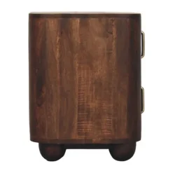 Artisan Furniture Bois massif Marlowe cannelé table de chevet, 2 tiroirs, marron foncé