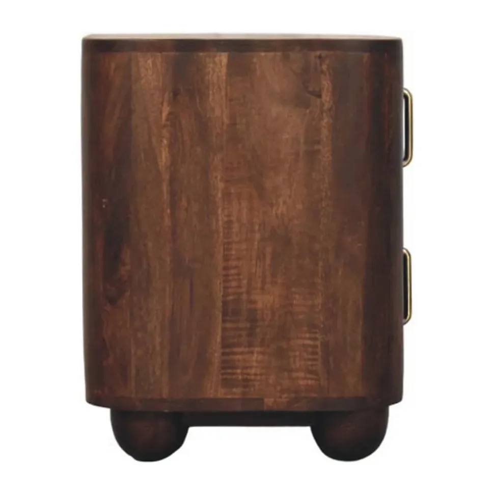 Artisan Furniture Bois massif Marlowe cannelé table de chevet, 2 tiroirs, marron foncé