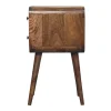 Artisan Furniture Bois massif Mini courbé gris délavé table de chevet, 2 tiroirs, beige