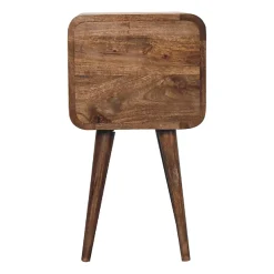 Artisan Furniture Bois massif Mini courbé gris délavé table de chevet, 2 tiroirs, beige