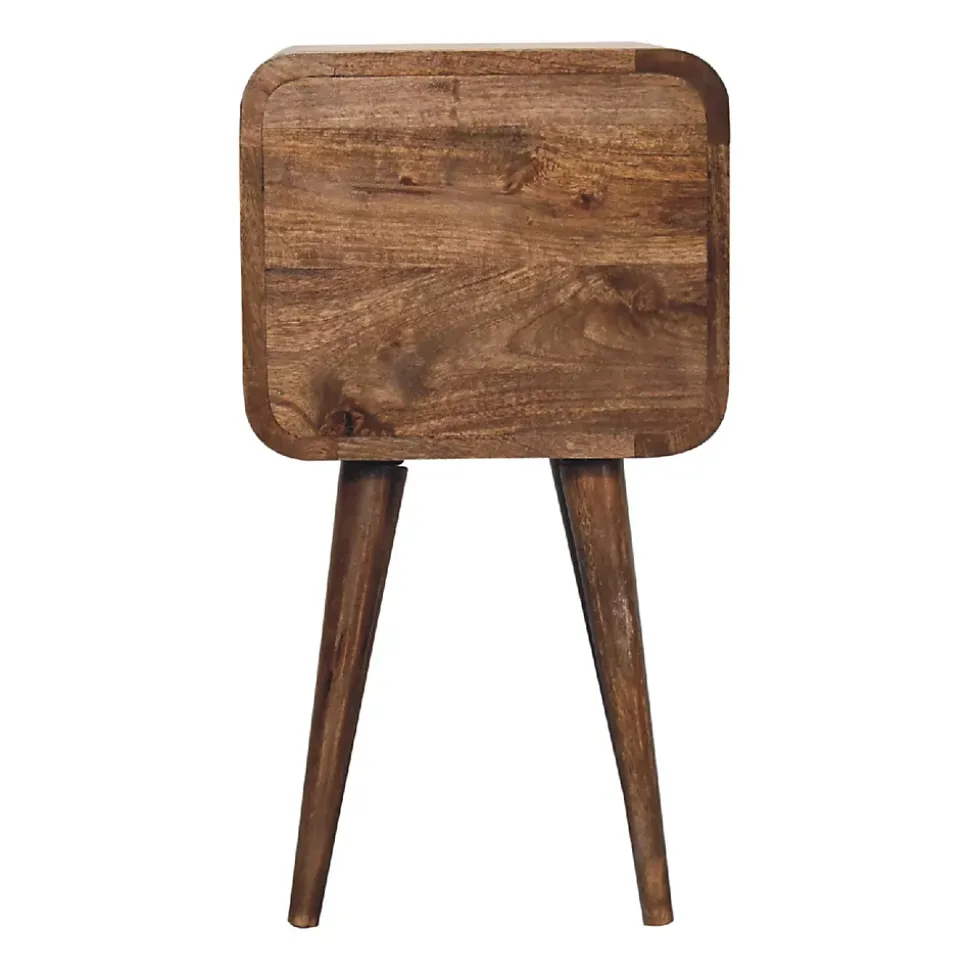 Artisan Furniture Bois massif Mini courbé gris délavé table de chevet, 2 tiroirs, beige
